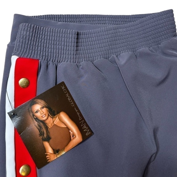 IMAN Global Gunmetal Red Stripe Chic Snap Track Pant Wide Leg Trouser Size 2x - Picture 13 of 13